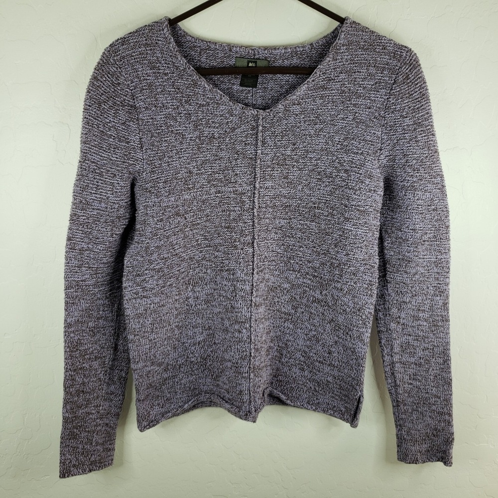 REI Sweater Woman's Size XS Purple‎ Brown Marbled Long Sleeve Sweater